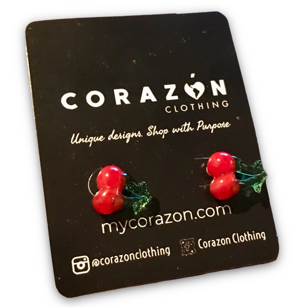 Corazón Glass-blown 🍒 Stud Earrings
